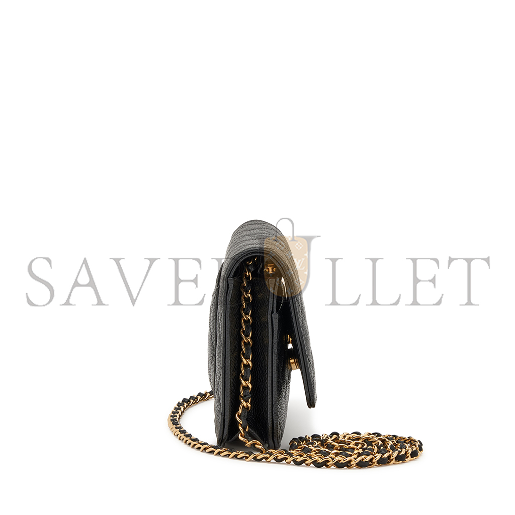 Ch*el quilted caviar wallet on chain woc black gold hardware a33814 (19.2*12.3*3cm)